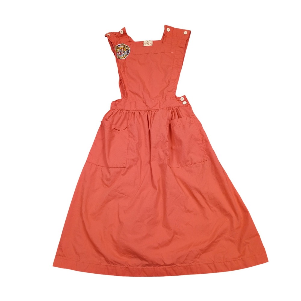 Angelica Vintage Pinafore Dress Womens 32 Coral Pink Hospital Auxiliary Member